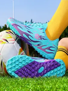 All-Season Fashion Short Stud Soccer Shoes, Boys' Student Training Sneakers, Teen PU Leather Casual Shoes