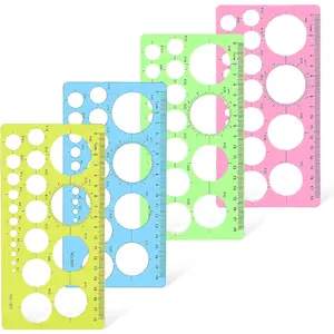 4 Pcs Circle Template Drawing Stencils Drafting Tools Set Digital Measuring Rulers for Office School Building Formwork Drawings