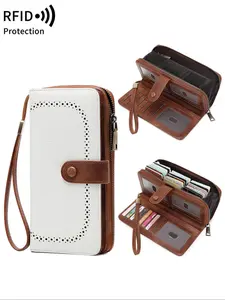 Women's Fashionable Geometric Pattern Long Wallet, Stylish Wallet, Casual PU Leather Zipper Card Holder, Multi-functional Wallet for Daily Use