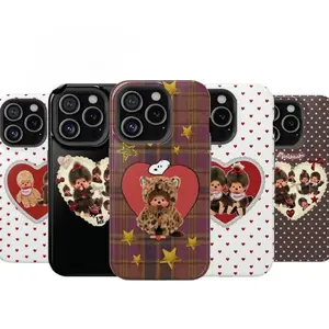 Y2K-Style Monchhichi Heart Phone Case — Cute Monkey-Themed Protective Cover, Compatible with iPhone 11–17 Pro Max/Plus Series and Samsung Galaxy S23– Series