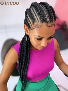 36 Inch Long Straight Synthetic Fiber Headband Wig, Jumbo Braids, Box Braids & Knotted Designs, All-Season Wearable Afro Hairstyle