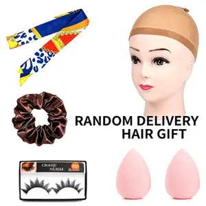 Tessly Hair Gift Set With Scrunchy &Beauty Blender & Eyelashes & Neckerchief & Wig Cap