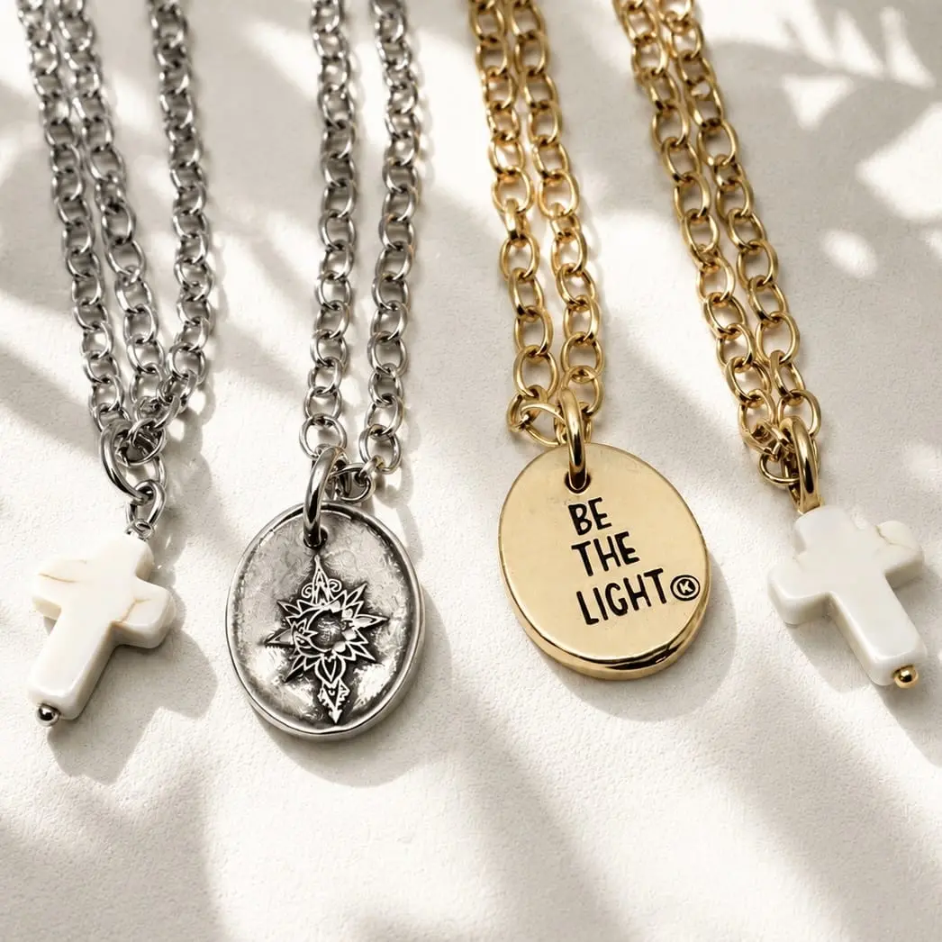 KATIA DESIGNS Be the Light Dainty Cross Drop Necklace - Women's Crucifix Long Chain Jewelry for Women, Necklaces For Women, Long Necklaces
