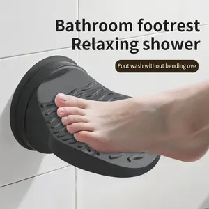 Wall-Mounted Shower Footrest, Plastic Shower Stool with Suction Cups, Bathroom Accessories, Non-Slip Design, Easy Installation, Footstool