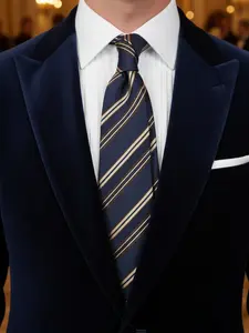 Men's Business Stripe Pattern Hand-Tied Tie, 3.15 Inch/cm Width, Stylish Formal Wear Accessory, Perfect for Office and Events