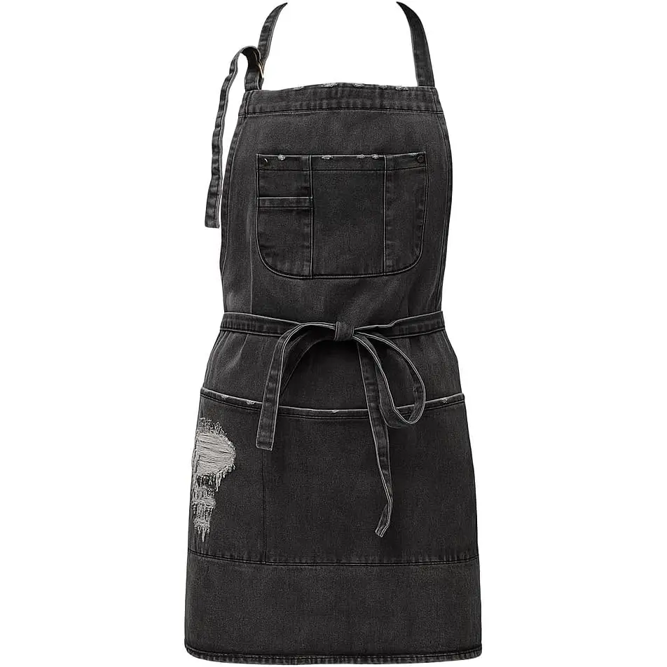 Denim Apron With 5 Pockets for Kitchens,Hairstylist Aprons for Women Men,Adjustable Bib Jean Apron for Arts Cafe Work