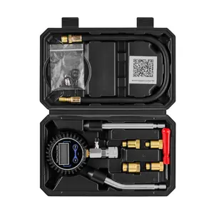 VEVOR Engine Cylinder Compression Tester Kit, Pressure Gauge Range of 10-200 PSI, Compression Tester Kit with 4 Adapters, Straight Angled Extended Metal Tubes for Automotive Cars and Motorcycles