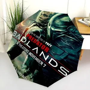 Predator Badlands (3) New printed universal umbrella, automatic folding umbrella, portable foldable travel umbrella, outdoor umbrella, Black Friday, Christmas, and birthday gift.