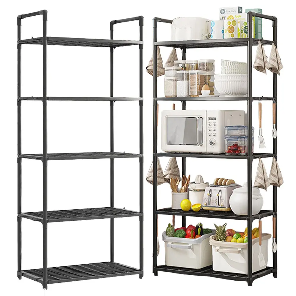 5 Tier Storage Shelves Adjustable Shelving Unit Heavy Duty Storage Shelf 66 Lbs Capacity for Kitchen Pantry Closet Bathroom Laundry Garage, Utility Racks