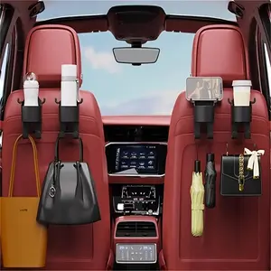 4-Piece Multi-Functional Car Organizer Set with Hooks, Cup Holder & Storage Box, Durable PP Material, Seat Back Beverage & Phone Stand, Car Backseat Organizer