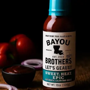 Bayou Brothers Cajun BBQ Sauce Sweet Heat Epic 12oz Louisiana Certified Premium Quality Dip Toss Glaze & More