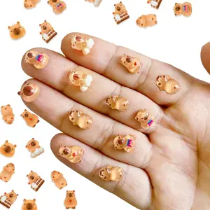 100PCS Mini Capybara Decor for Dollhouse Resin Tiny capybaras for Crafts Micro Miniature Capybara for Fairy Garden Dollhouse Micro Landscaping Decoration