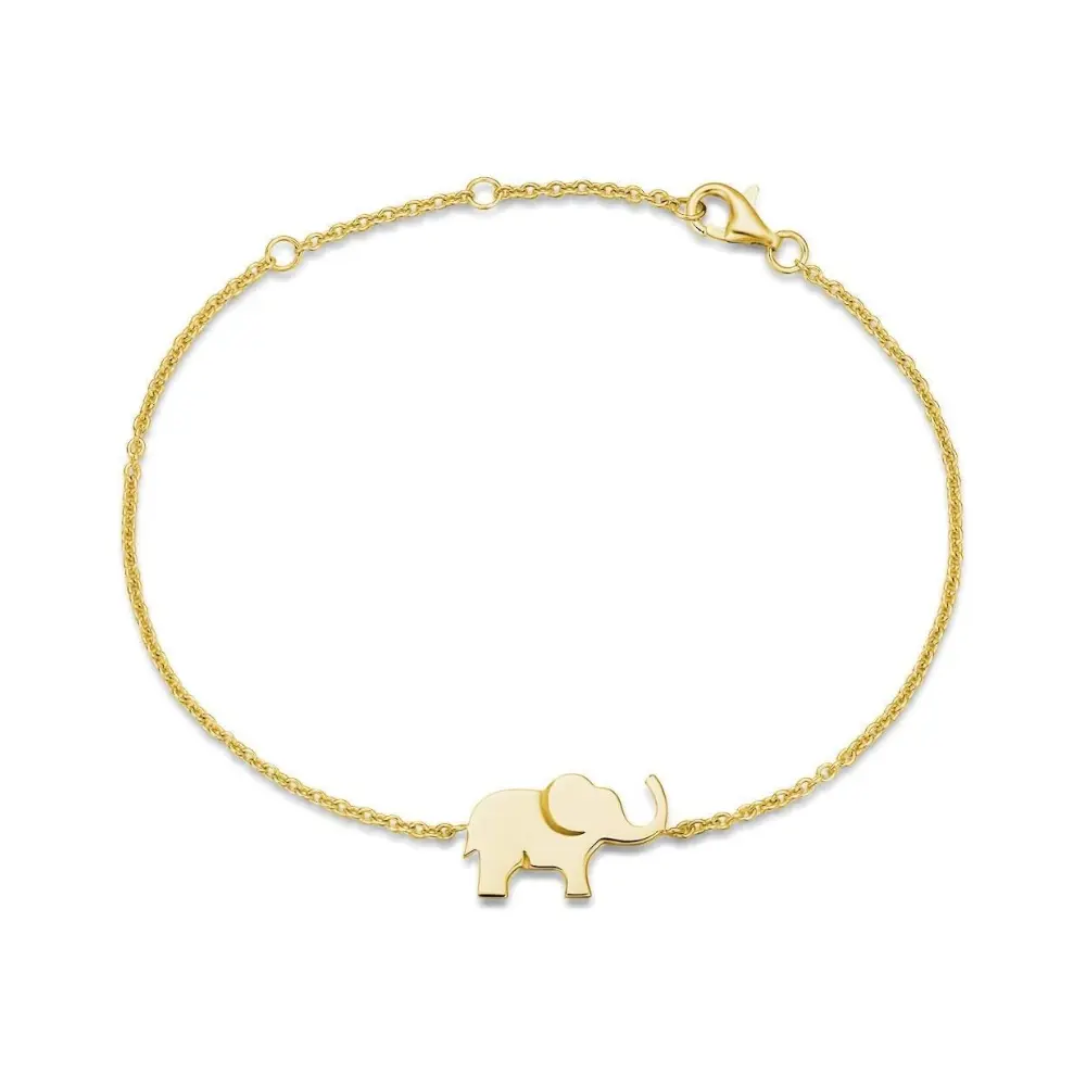 Harry Potter Women's Jewelry Set, Minimalist Elephant Necklace and Bracelet in White Gold Plated 925 Sterling Silver, Hypoallergenic for Everyday Wear, Female, Adults, Strong, 2.22G, 16.5*10.4Mm, Daily
