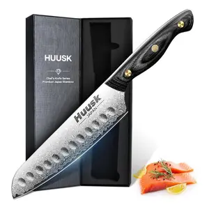 HUUSK 7-inch Knife with Wood Handle for Home Kitchen Use, Ideal for Preparing Meat, Vegetables, and Fish，Must-have Kitchen Knives, the Perfect Gift Choice.