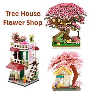 Flower House Shop Street View Mini Building Blocks Tree House Building Kit Simulation Building Toys 1085Pcs Suitable for Boys Girls Holiday Great Gift building toy