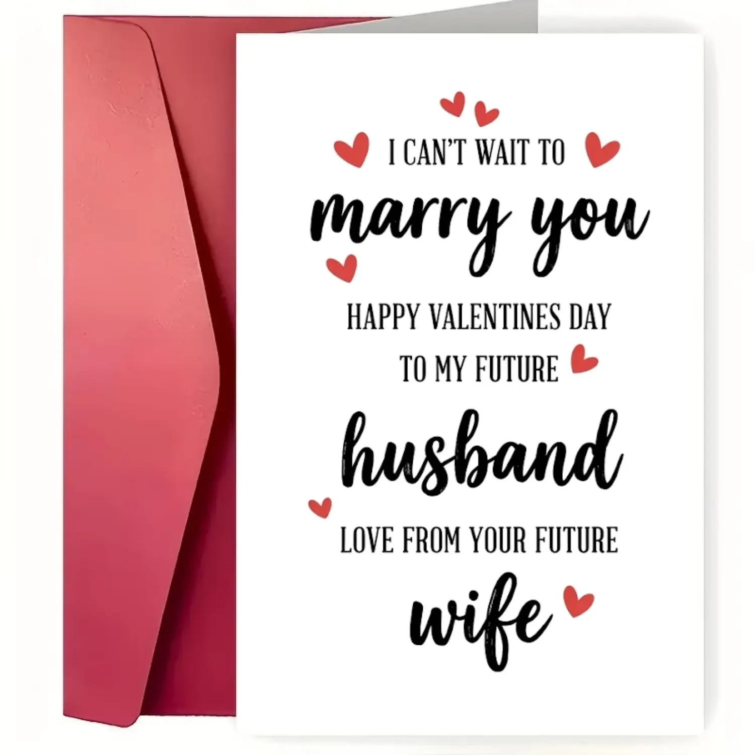 ❤️ Romantic Valentine's Day Card for Future Husband from Future Wife - "I Can't Wait To Marry You" Fiancé Engagement Greeting Card with Red Envelope - 5x7 Inch 350GSM Premium Glossy Paper for Anniversary Wedding Celebration ❤️✨💍