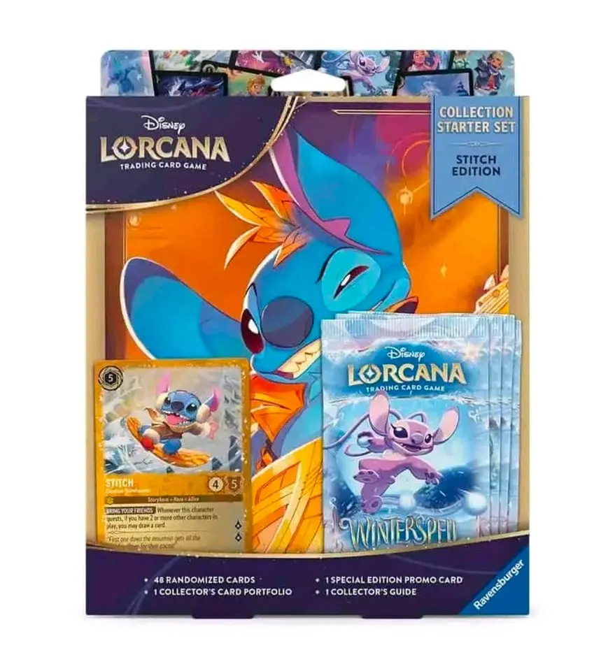 Disney Lorcana TCG Winterspell Stitch Binder Collection - 4 booster packs, binder, and promo card!