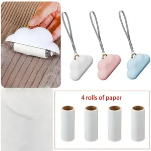 Compact Pile Remover Cleaner, 5 Replacement Rolls & 1 Adhesive Roller, Washable Pet Hair Remover, for Clothes, Home Decor, Car Seats, Removal