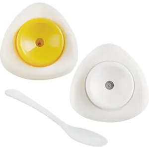 2 Pack Egg Piercers with Retractable Sharp Pin, Egg Hole Poker Egg Separator Kitchen Gadget for Raw & Hard Boiled Eggs, Yellow White