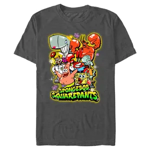 Men's SpongeBob SquarePants Airbrush Neon Group Shot T-Shirt
