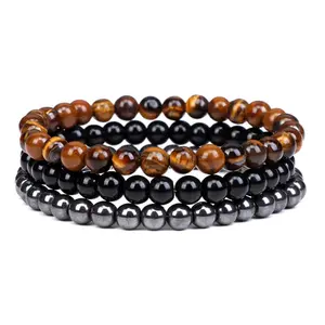 Natural Stone Layered Bracelet Set Classic Tennis Chain Black Gold Brown Mix Labradorite Snowflake Obsidian Black Onyx Energy Shield Amethyst Spring Outfit Gift,opalite