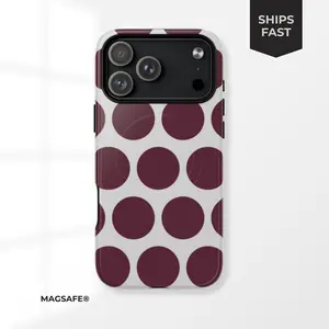 Burgundy Polka Dot MagSafe iPhone Case – Personalized Y2K Gift