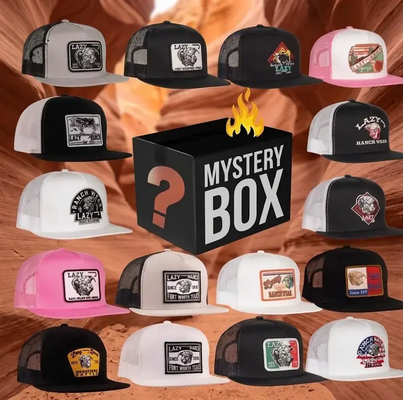 [BEST 2026] Mystery Hat Box Random sent Lazy J Ranch Black White Bull Trap Silver Grey & Black Elevation Arrowhead Cattle Headquarters Fort Worth