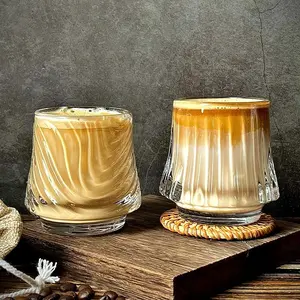 Hand Blown Spiral Ribbed LowbViral Trending Aesthetic Hand Blown Spiral Ribbed Old Fashioned Lowball Glasses 1 Pack 5oz/150ml, Weighted Thick Bottom BPA all Glasses, 5oz/150ML, BPA Free, Dishwasher Safe, Perfect for Whiskey & Cocktails, Ideal Gift for Men