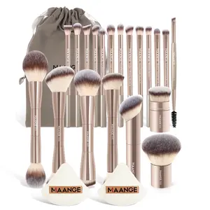 MAANGE Cosmetic Brush Set With Storage Bag, 23pcs/Set Makeup Brush & Air Cushion Puff Set, Professional Makeup Tools for Women & Girls, Makeup Brushes Set, Makeup, Microfiber Bristles, Glitz and Glam Brush Set, Concealer Brush, Cosmetics