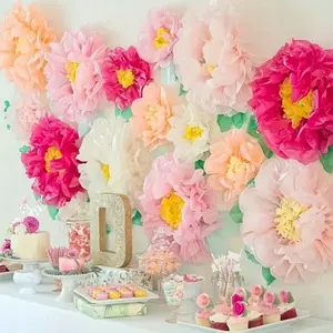 12pcs Of colorful Fiesta Paper Flowers for Wall Fairy Birthday Decoration Carnival Party Backdrop Centerpiece Wedding Outdoor Spring Rainbow Pastel Classroom Photo Props Assorted Pom Poms, Halloween Decorations, Christmas Decorations