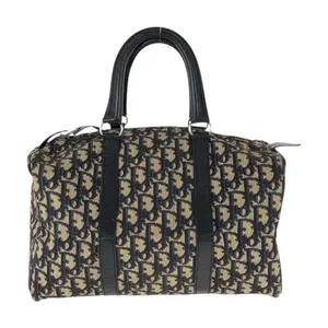 Pre-owned Dior Canvas Plain, Leather Travel Bags Christian Vintage Trotter Boston Bag Diorissimo Canvas Medium by Rebag