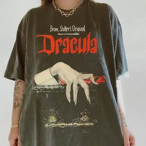 Bram Stoker's Original Dracula Tshirt, Cotton Unisex T-Shirt, Crew Neck, Menswear Top, Womenswear Top Underwear Streetwear Lady Basic Casual
