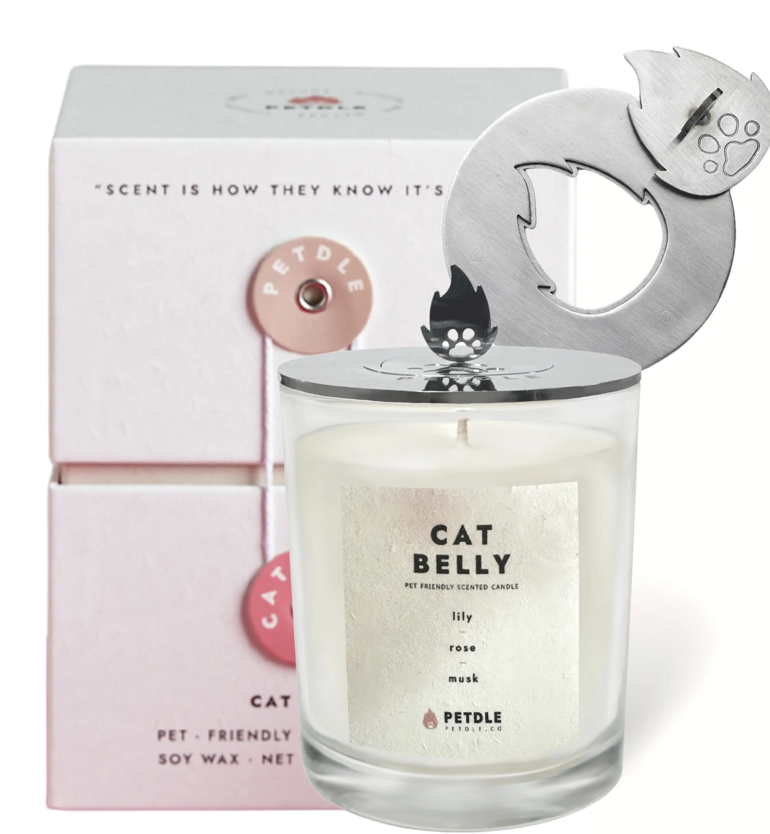 CAT BELLY - PETDLE Pet Friendly Candle | 8 oz 100% Soy Wax | Eliminates Pets Odor | Perfect Gift for Pet Lovers | Great Home Decor