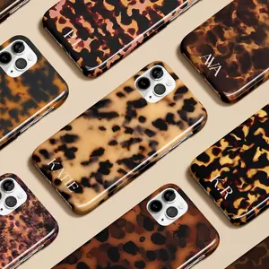 Tortoise Shell Phone Case Monogram Personalized Custom Initials for iPhone 17 16 15 14 13 12 Pro Max Air MagSafe Galaxy S25 S24 S23 Pixel 10