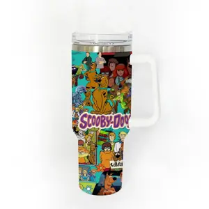 40oz Stainless Steel Tumbler, 1 Count SCOOBY-DOO Stuff Pattern Insulated Water Bottle, Stainless Steel Thermos, Stainless Steel Flask, Drinking Cup for Home Office School, Boyfriend Gift, Drinkware, Summer Cool Bottle