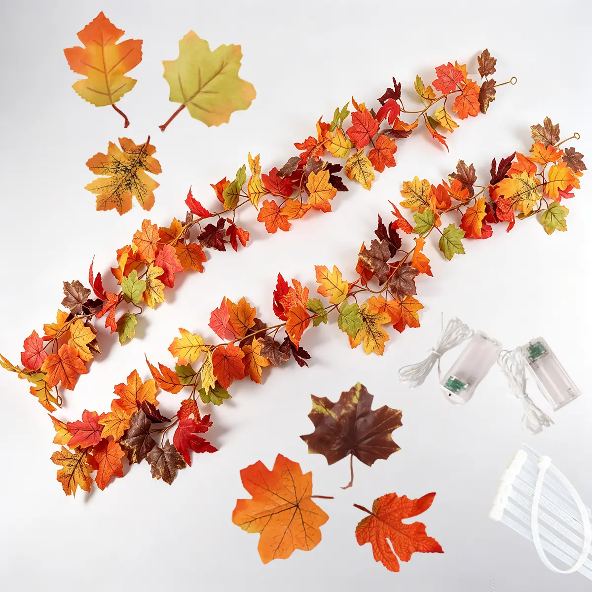 2 Pack Fall Decor Enlarged Maples Leaves Lights Total 11.8FT 40LED | Upgraded Material, Brighter & More Vivid Color, Fall Decorations for Home Battery Operated Autumn Garland Lights Waterproof Indoor Outdoor Halloween Thanksgiving Decorations