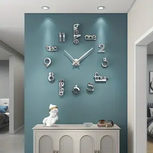Modern Silent Giant Wall Clock - Eye-Catching 3D DIY Decor, Battery Operated for Home & Office