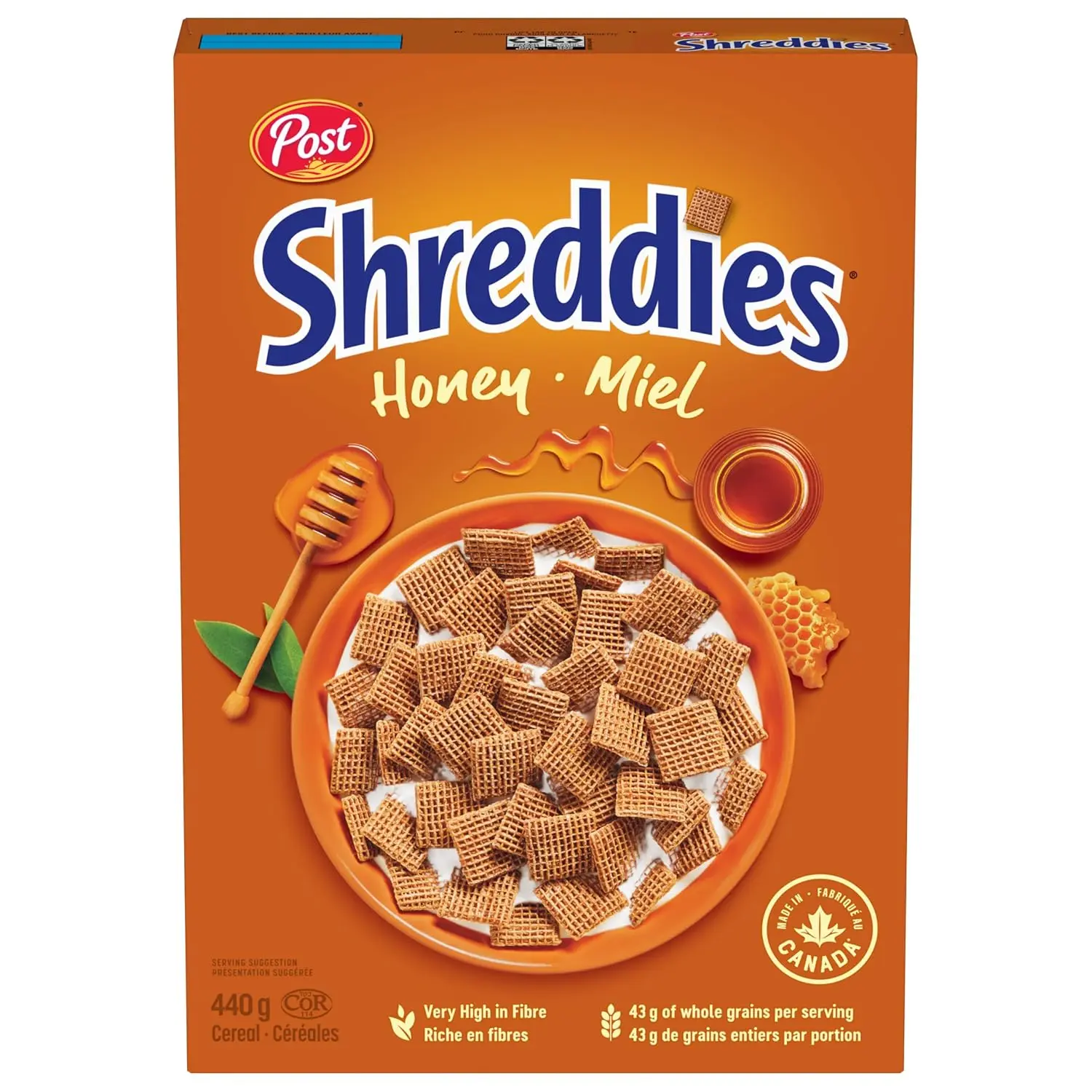 Post Honey Shreddies Cereal, 440g/15.4 oz.{Imported from Canada}