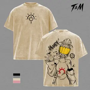 Haumea Fire Force Shirt, White Clad Evangelist Crown Anime Villain Graphic Tee, Washed Oversized T Shirt, Thick Cotton Streetwear Top, Unisex Sleeve Style Anime Tee