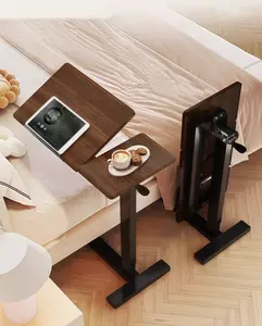 The Bedside Essential You Need!  Overbed Table with Wheels, Adjustable Height Laptop Stand & Mobile Bedside Desk  Walnut Finish
