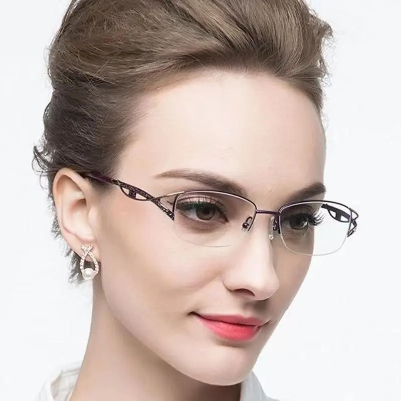 Women 2026 New Fashion 3 in 1 Multifocal Reading Glasses Anti Blue Light Photochromic Lenses Adjustable 100 to 400 Degrees for Women Men Daily Use with Free Eyeglasses Case Purple