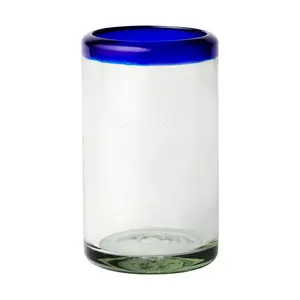 10 Strawberry Street Cobalt Rim Mexican Glass,Hiball