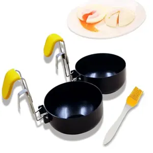Foldable Hanging Ear Egg Mold, Non-Stick Heat-Resistant Round Poached & Soft-Boiled Egg Maker, Easy to Store Clean & Demold