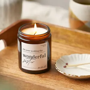 Sister Wedding Gift Scented Jar Candle, Personalised Apothecary Candle