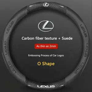 Car Suede Leather Carbon Fiber Steering Wheel Cover for Lexus Es200 Es260 Es300 Rx300 Ls500h Gs300 Is250 Is300 Ct200h Lx570 Gx Nx Ux Interior
