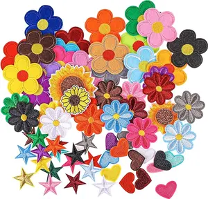 71 PCS Iron on Patches Versatile Embroidered Iron-On Patch Set for Clothes, Bags, and DIY Crafts Include Sunflowers, Hearts, Flowers, and More Pattern