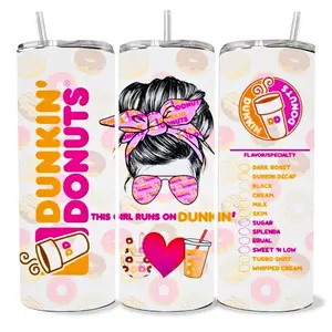 This Girl Dunkin Donuts  20 oz Tumbler - BPA Free, stainless steel, Leak proof, durable, with clear lid
