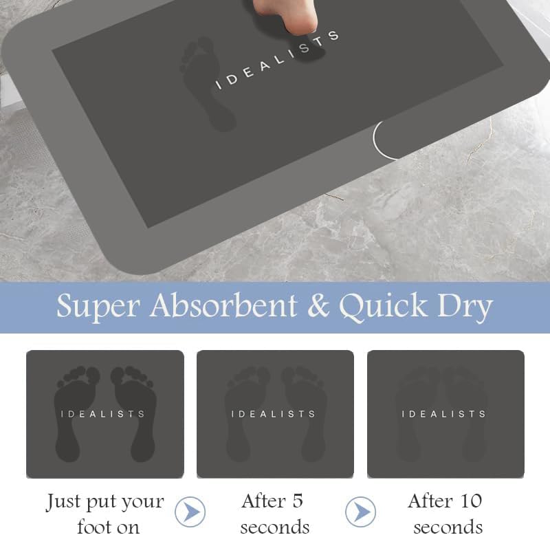 Bath Mat-Bath Mat Rug Non Slip Super Absorbent Stain Resistant Quick Dry Thin Bathroom Rug-Bath Mats for Bathroom Floor Bathtub Vanity-Bathmat Bath Rug Easy Care-17"x27" Darkgrey Bath Mat-Bath Mat Rug Non Slip Super Absorbent Stain Resistant Quick Dry Thin Bathroom Rug-Bath Mats for Bathroom Floor Bathtub Vanity-Bathmat Bath Rug Easy Care-17"x27" Darkgrey