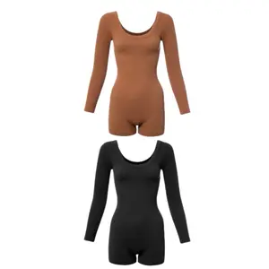 Farrah Romper - RIBBED ROUNDNECK LONG SLEEVE ROMPER