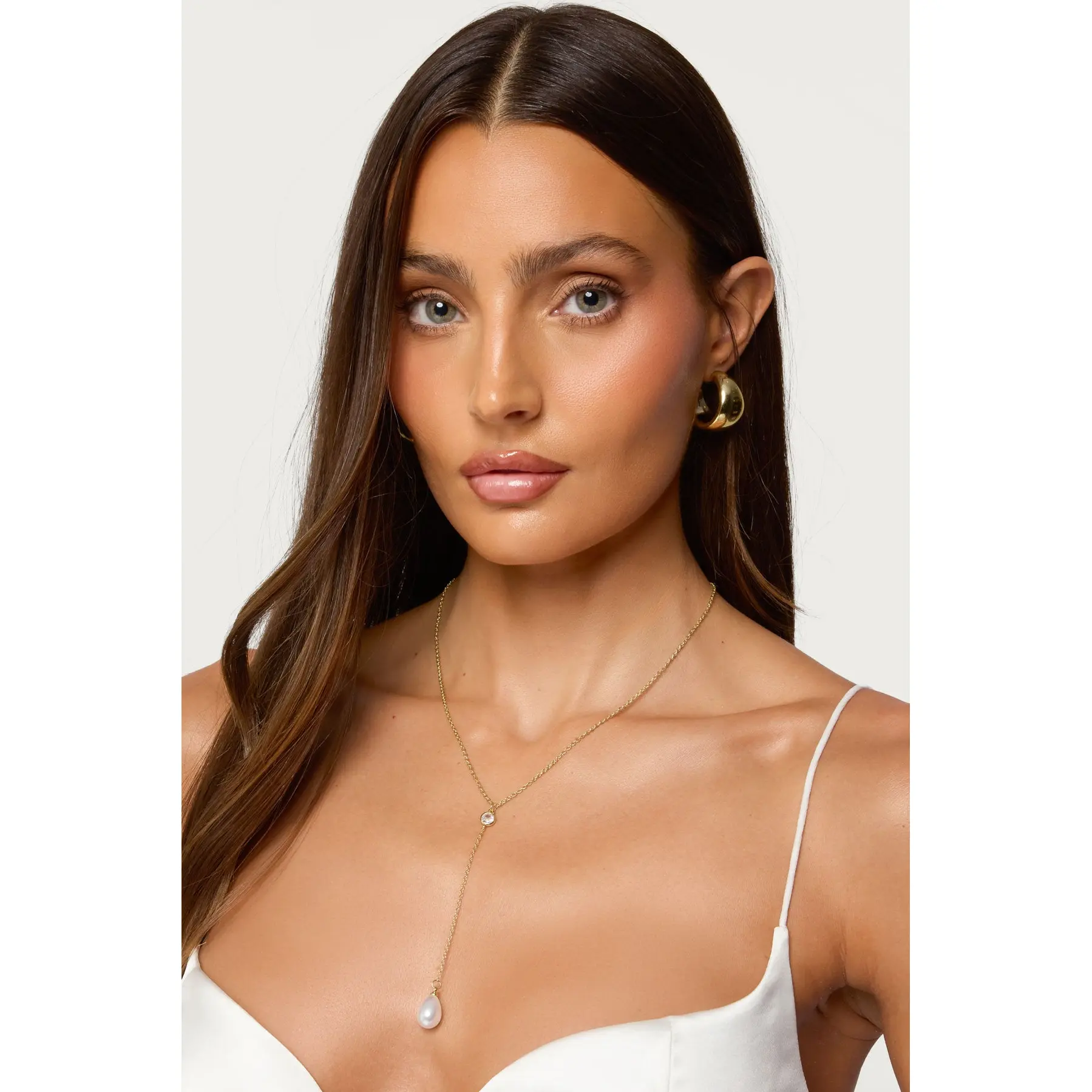 Cascading Pearly Rhinestone Necklace